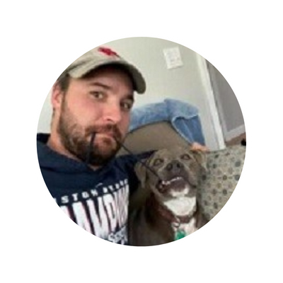 man posing with dog selfie